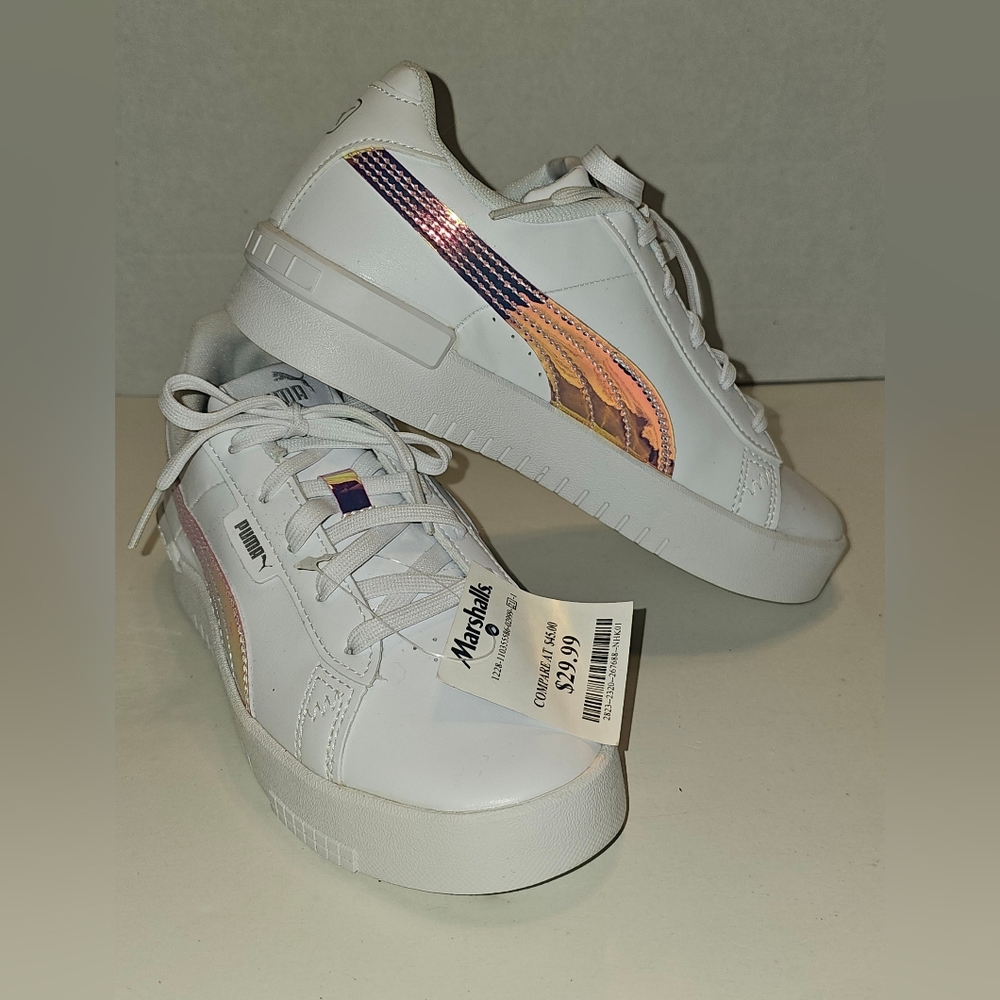 Puma Jada Holo Lace Up  3C Youth Girls White Sneakers Casual Shoes 38376001 NWT